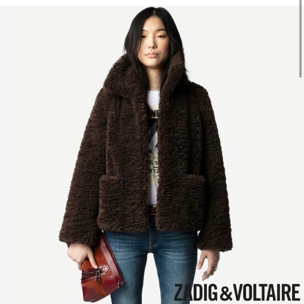 Zadig & Voltaire Dark Brown Teddy Jacket - Picture 3 of 16